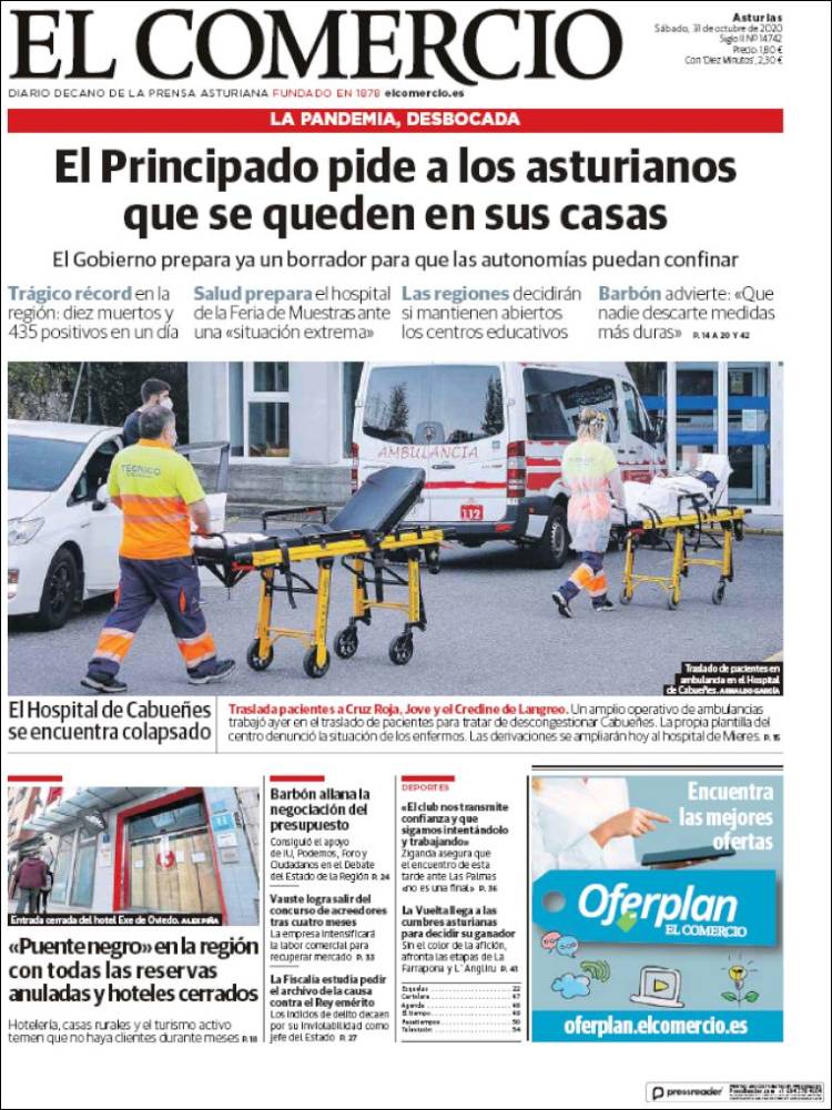 Portada de El Comercio (España)