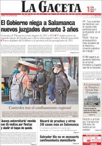 Portada de La Gaceta de Salamanca (España)