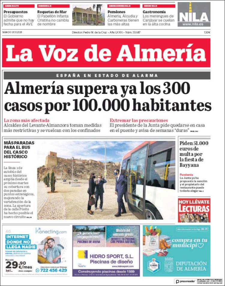 Portada de La Voz de Almería (España)