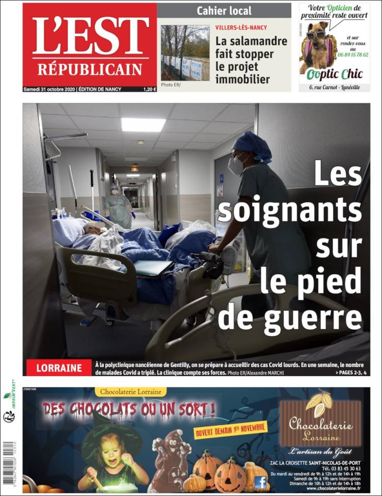 Portada de L'Est Republicain (Francia)