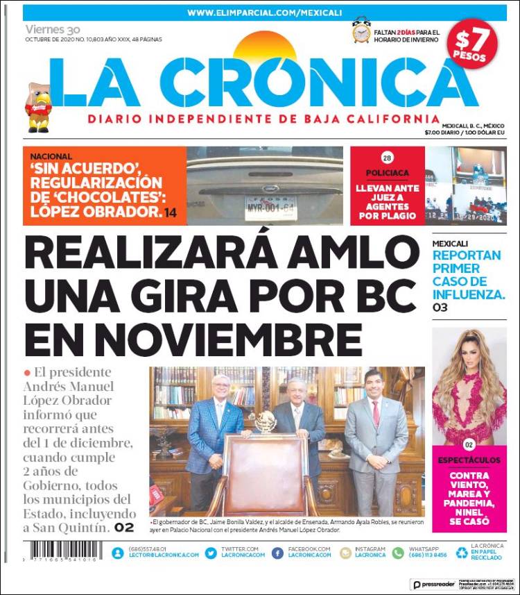 Portada de La Crónica de Baja California (M&eacute;xico)