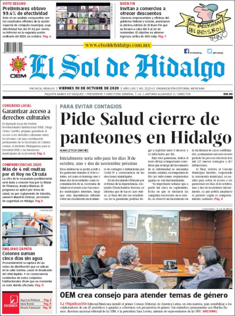Portada de El Sol de Hidalgo (M&eacute;xico)
