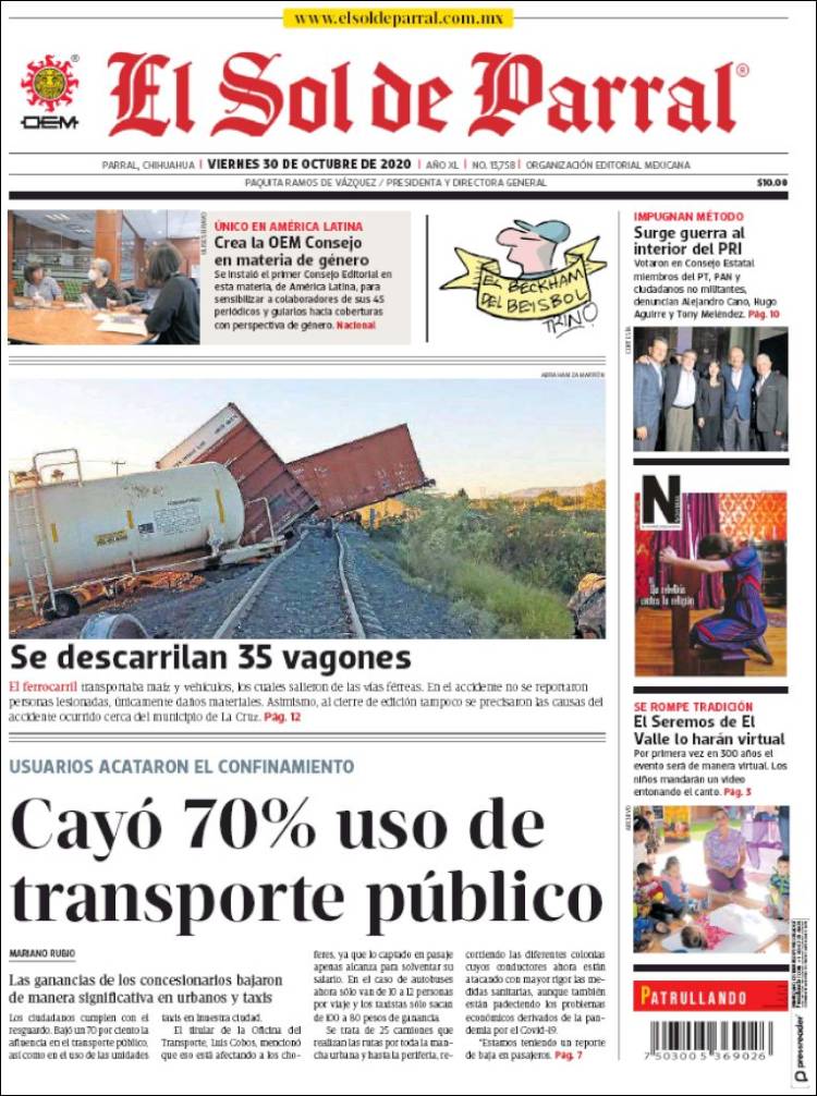 Portada de El Sol de Parral (M&eacute;xico)