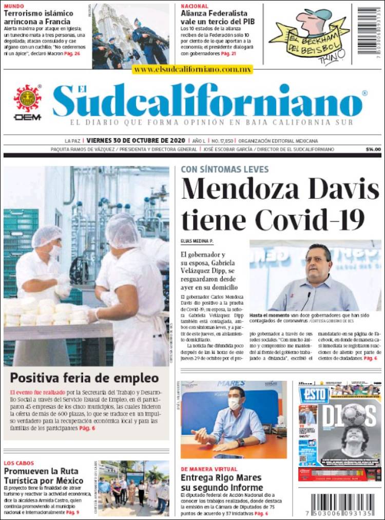 Portada de El Sudcaliforniano (M&eacute;xico)