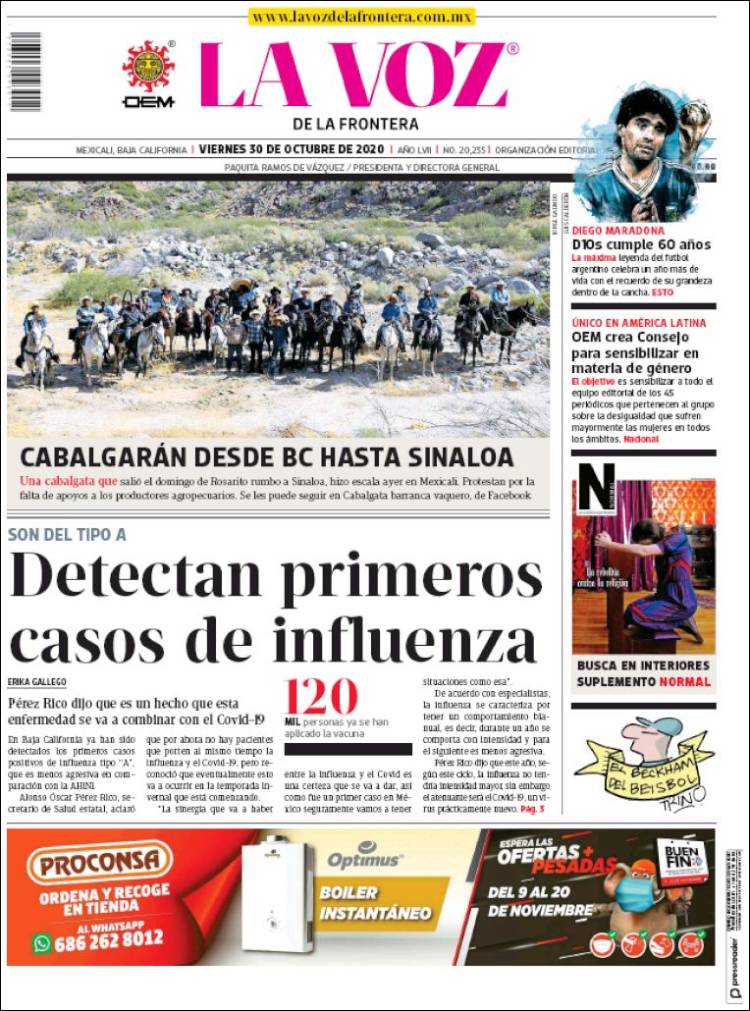 Portada de La Voz de la Frontera (M&eacute;xico)