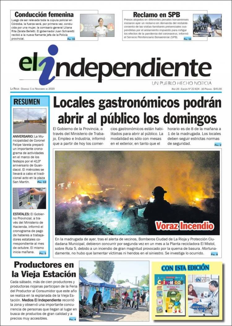 Portada de El Independiente (Argentina)