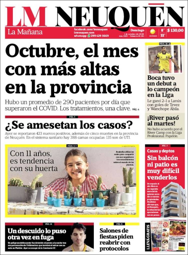 Portada de La Mañanade Neuquén (Argentina)