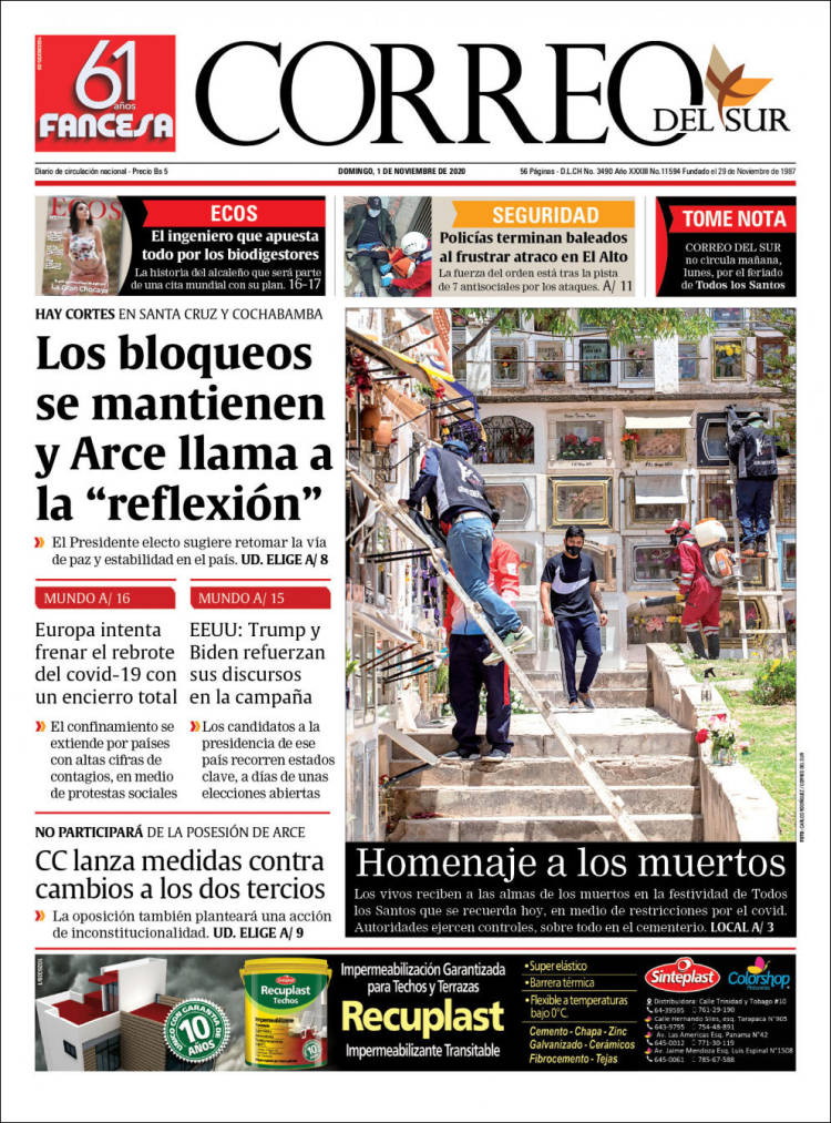 Portada de Correo Sur (Bolivia)