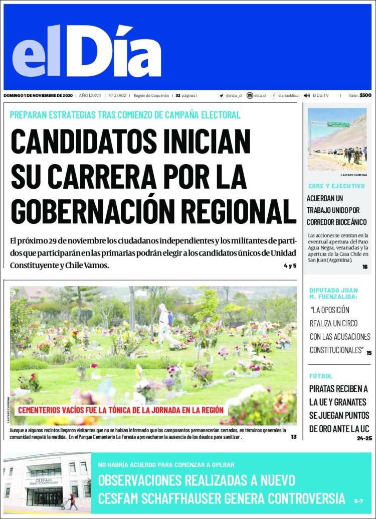 Portada de El Día (Chile)