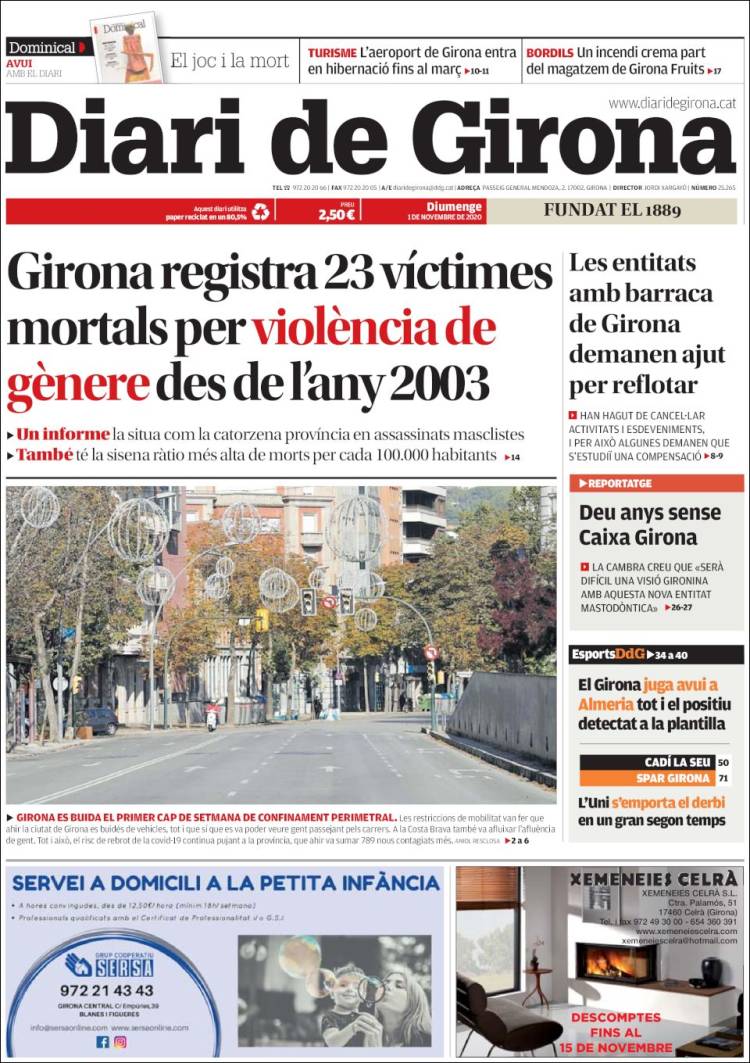 Portada de Diari de Girona (España)