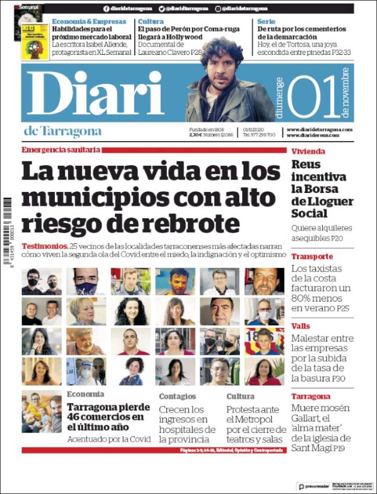 Portada de Diari de Tarragona (España)