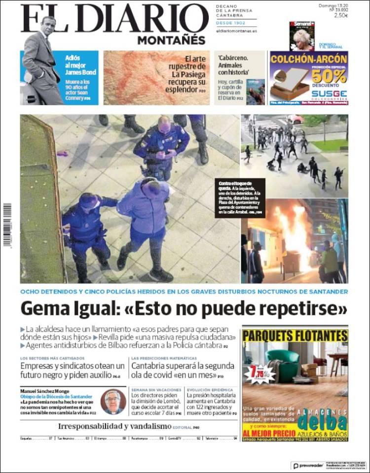 Portada de El Diario Montañés (España)