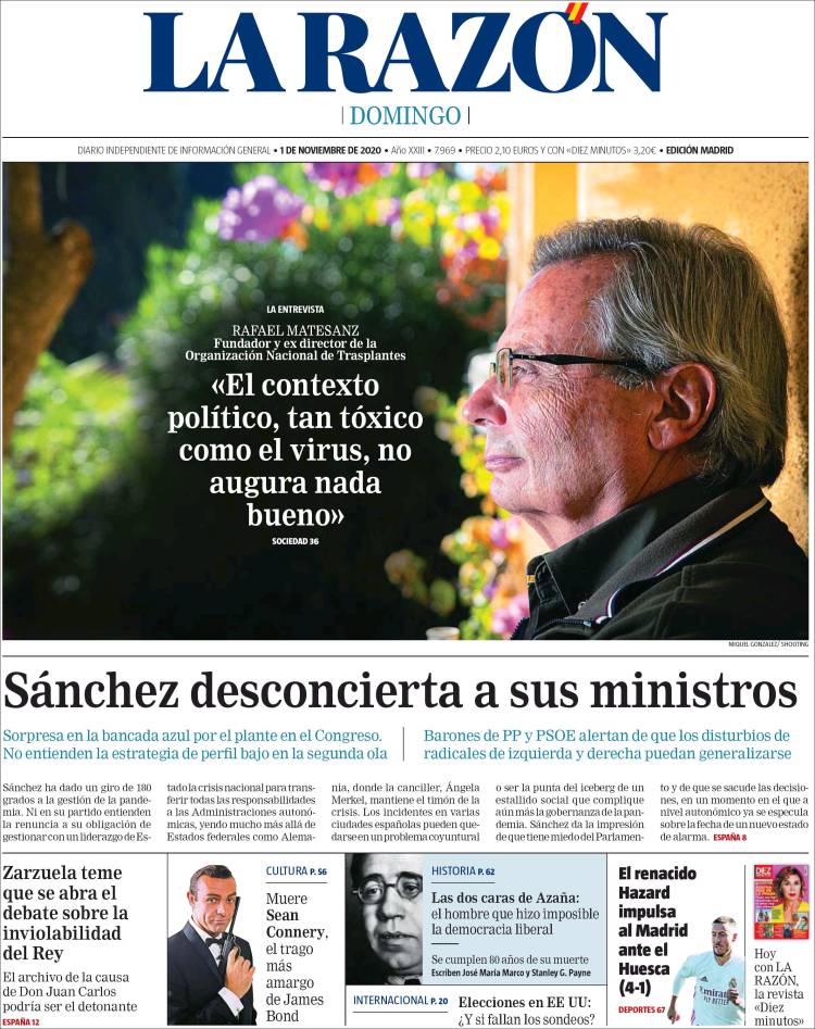 Portada de La Razón (España)