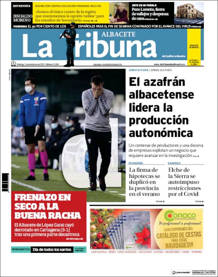 Portada de La Tribuna de Albacete (España)