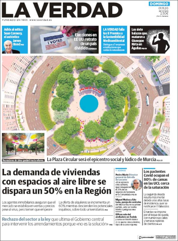 Portada de La Verdad de Murcia (España)