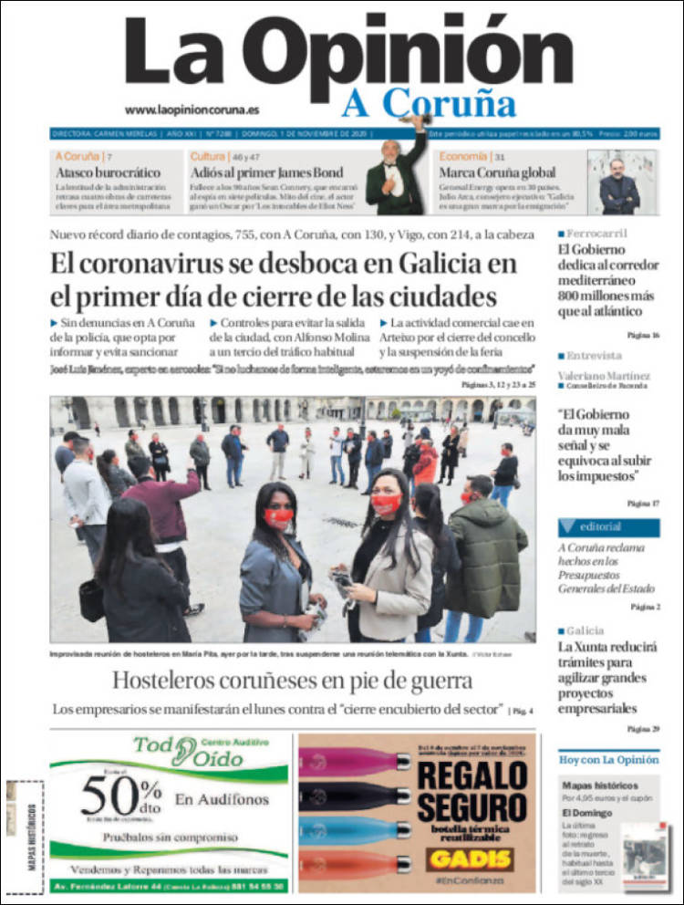 Portada de La Opinión de A Coruña (España)