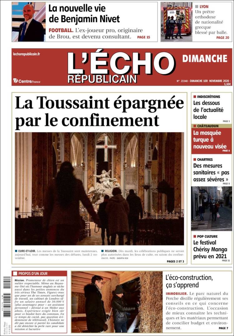 Portada de L'Echo Républicain (Francia)