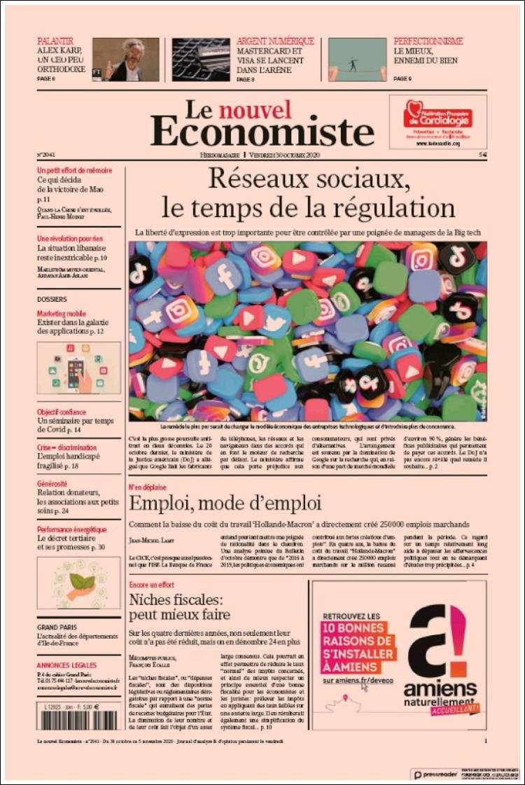 Portada de Le nouvel Economiste (Francia)