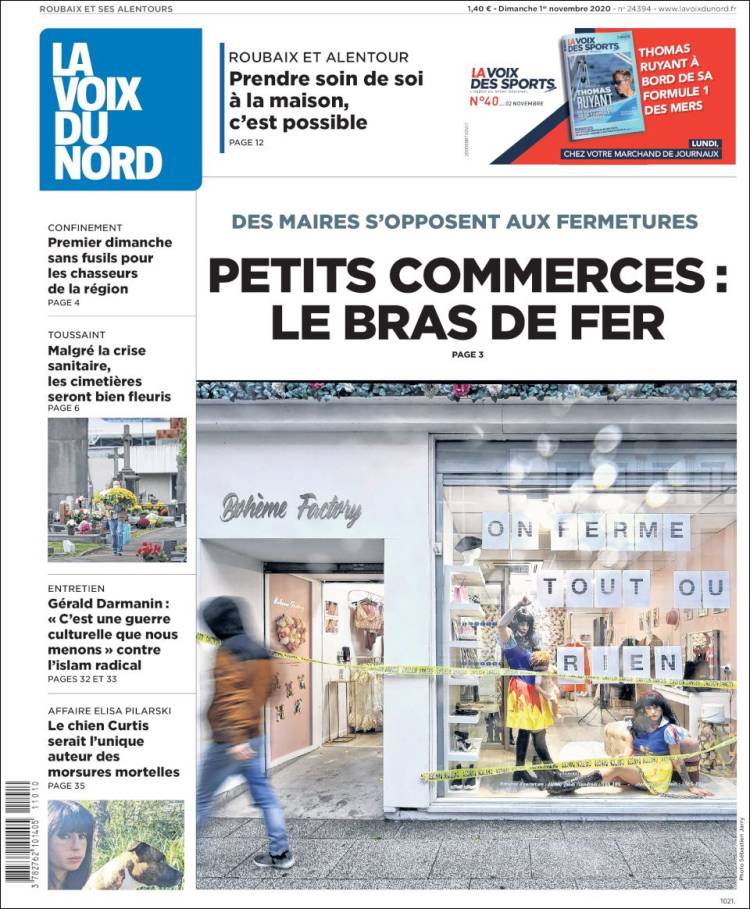 Portada de La Voix du Nord (Francia)