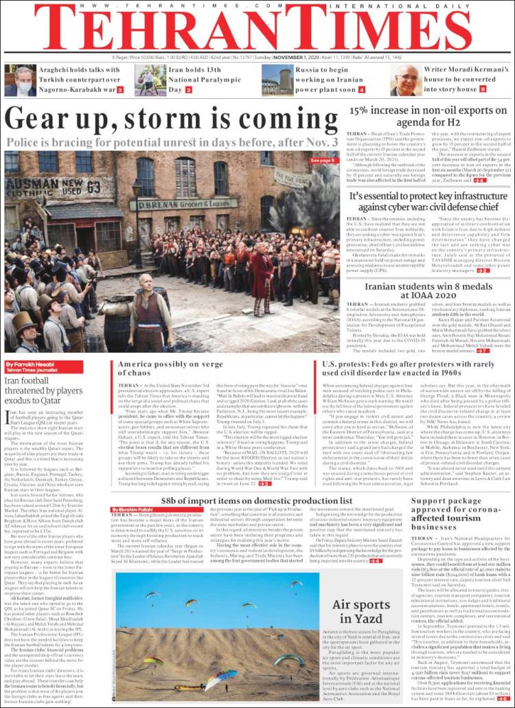 Portada de TehranTimes (Ir&aacute;n)