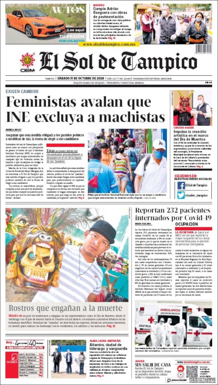 Portada de El Sol de Tampico (M&eacute;xico)