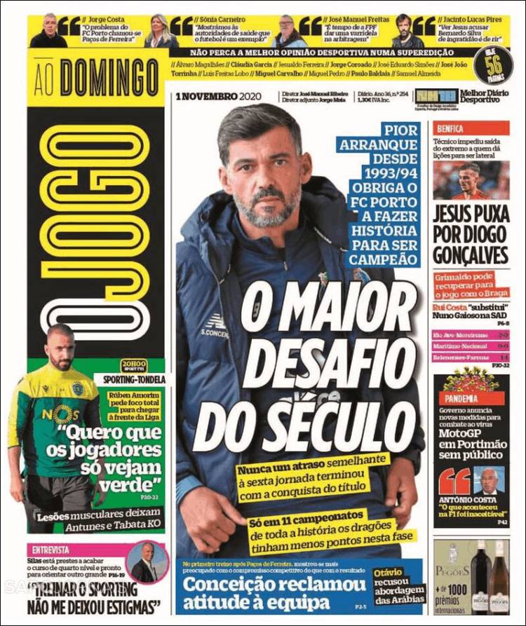 Portada de O Jogo (Portugal)