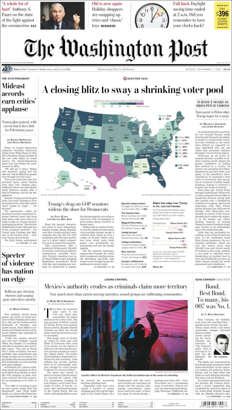 Portada de The Washington Post (USA)