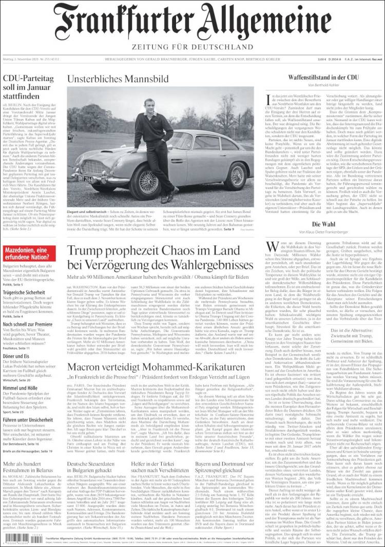 Portada de Frankfurter Allgemeine (Alemania)