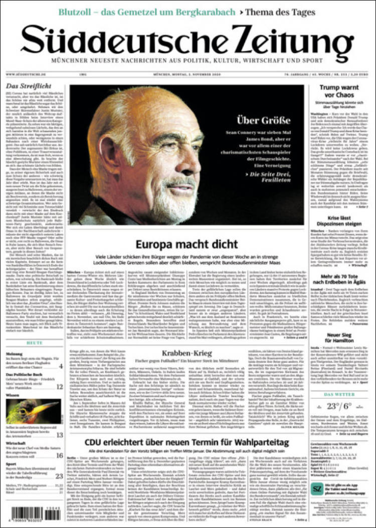 Portada de Sueddeutsche (Alemania)
