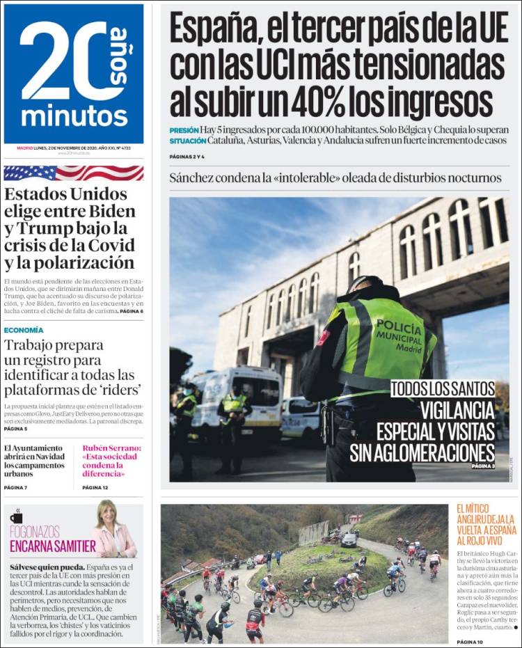 Portada de 20 Minutos - Madrid (Espa&ntilde;a)