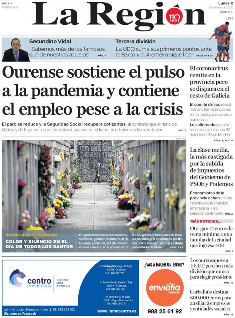 Portada de La Región de Ourense (Espa&ntilde;a)