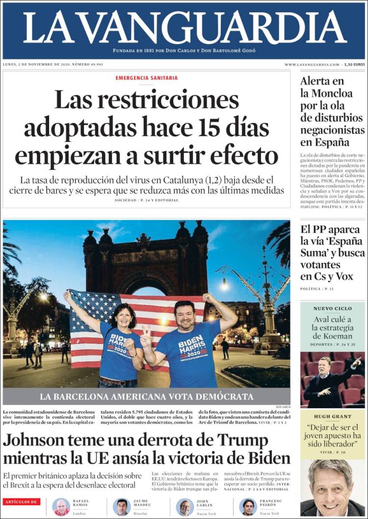 Portada de La Vanguardia (Espa&ntilde;a)