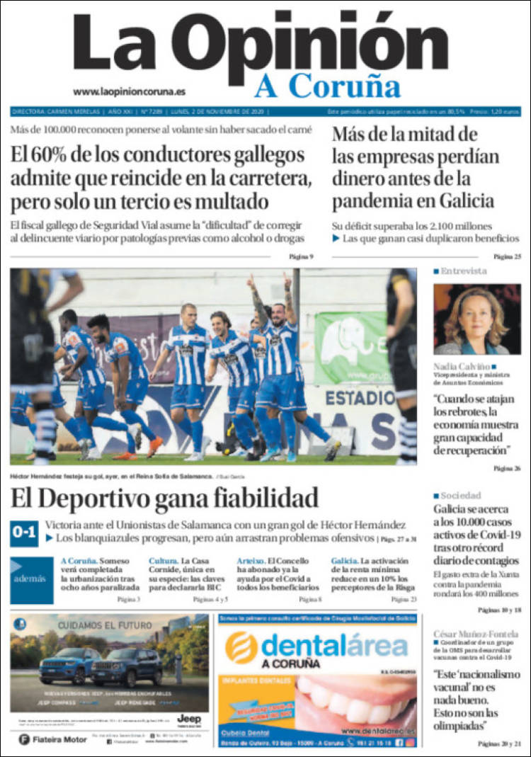 Portada de La Opinión de A Coruña (Espa&ntilde;a)