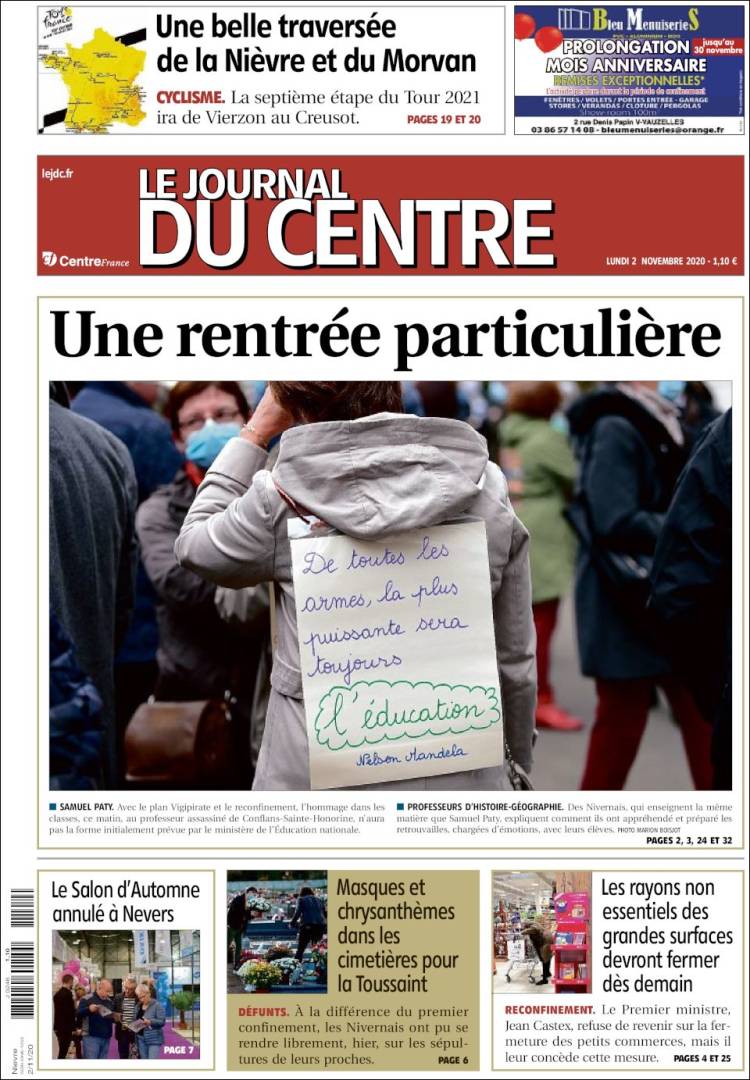 Portada de Le Journal du Centre (Francia)