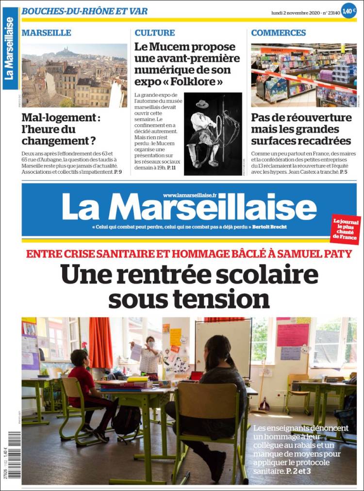 Portada de La Marseillaise (Francia)