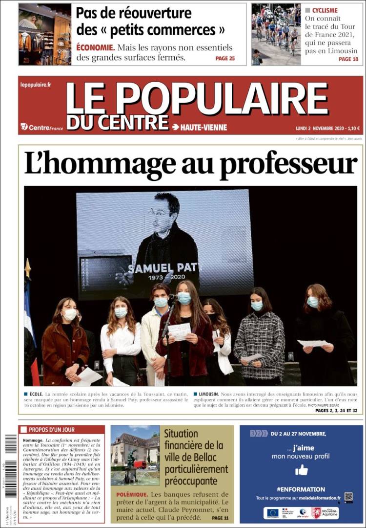 Portada de Le Populaire du Centre (Francia)