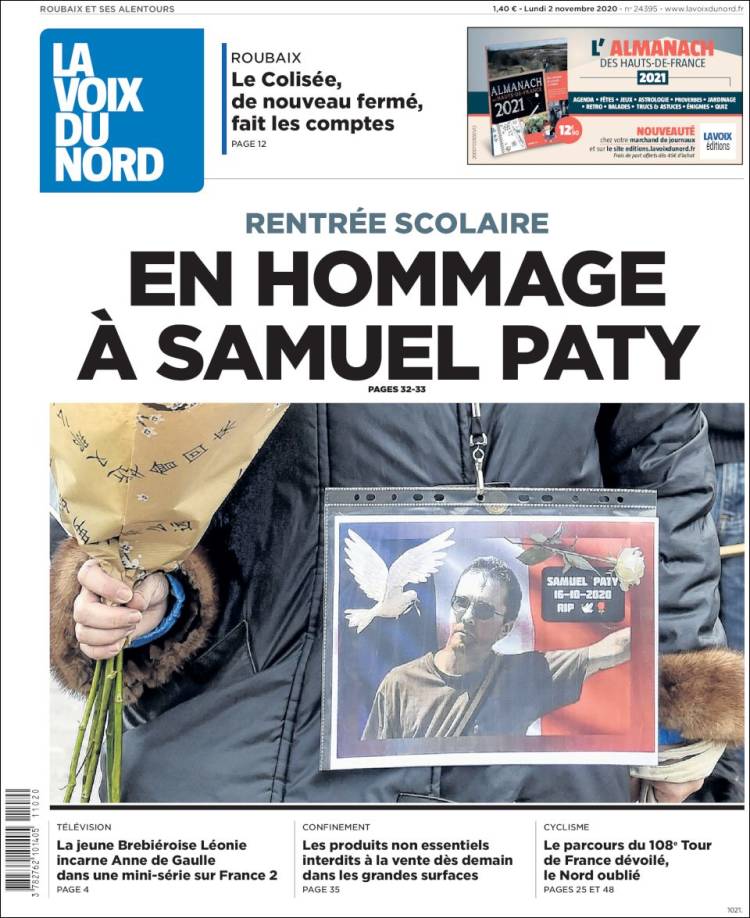 Portada de La Voix du Nord (Francia)