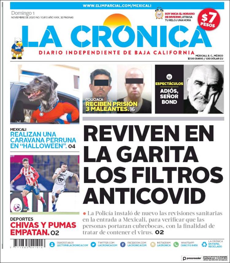 Portada de La Crónica de Baja California (M&eacute;xico)