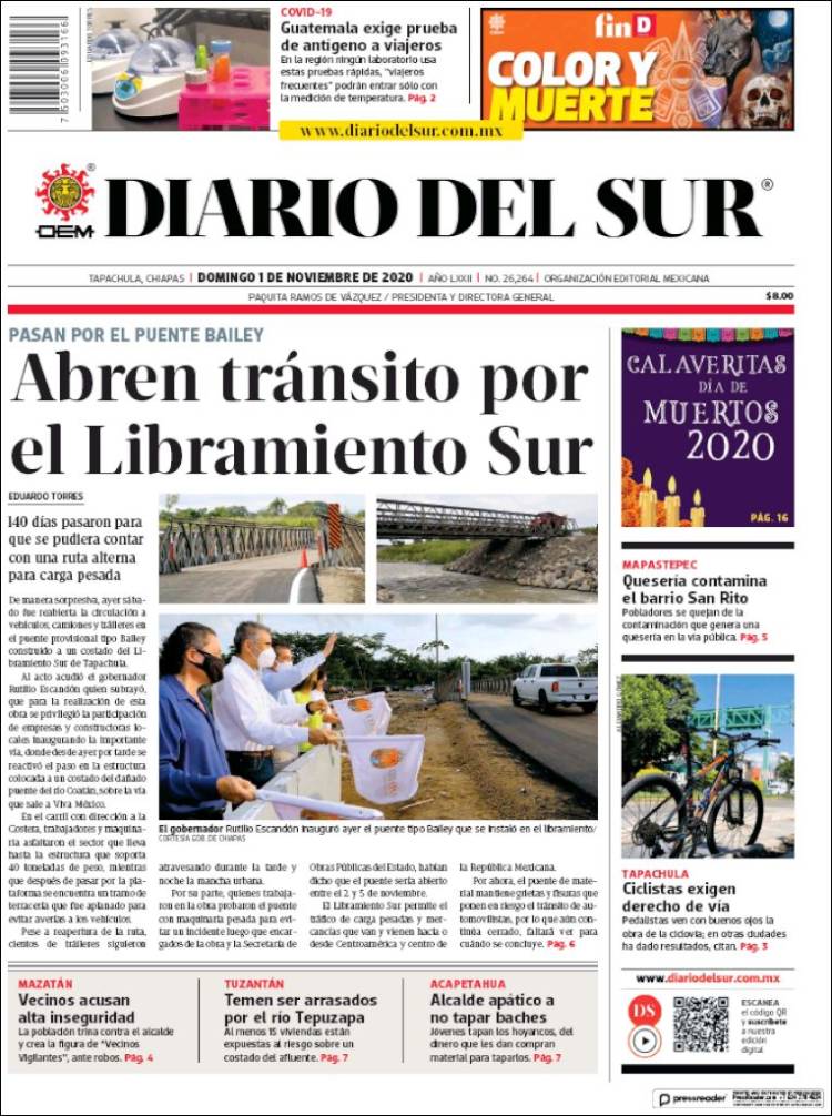 Portada de El Diario del Sur (M&eacute;xico)