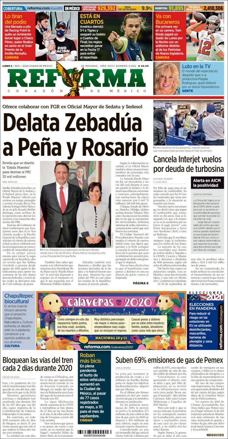 Portada de Reforma (M&eacute;xico)