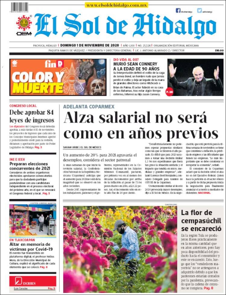 Portada de El Sol de Hidalgo (M&eacute;xico)