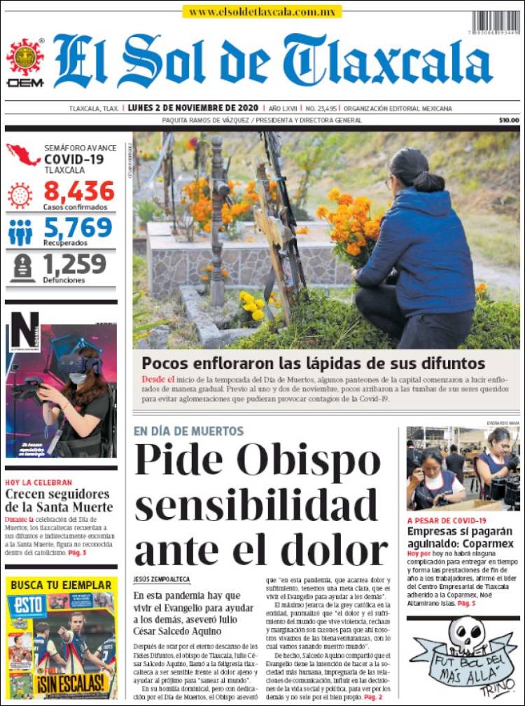 Portada de El Sol de Tlaxcala (M&eacute;xico)