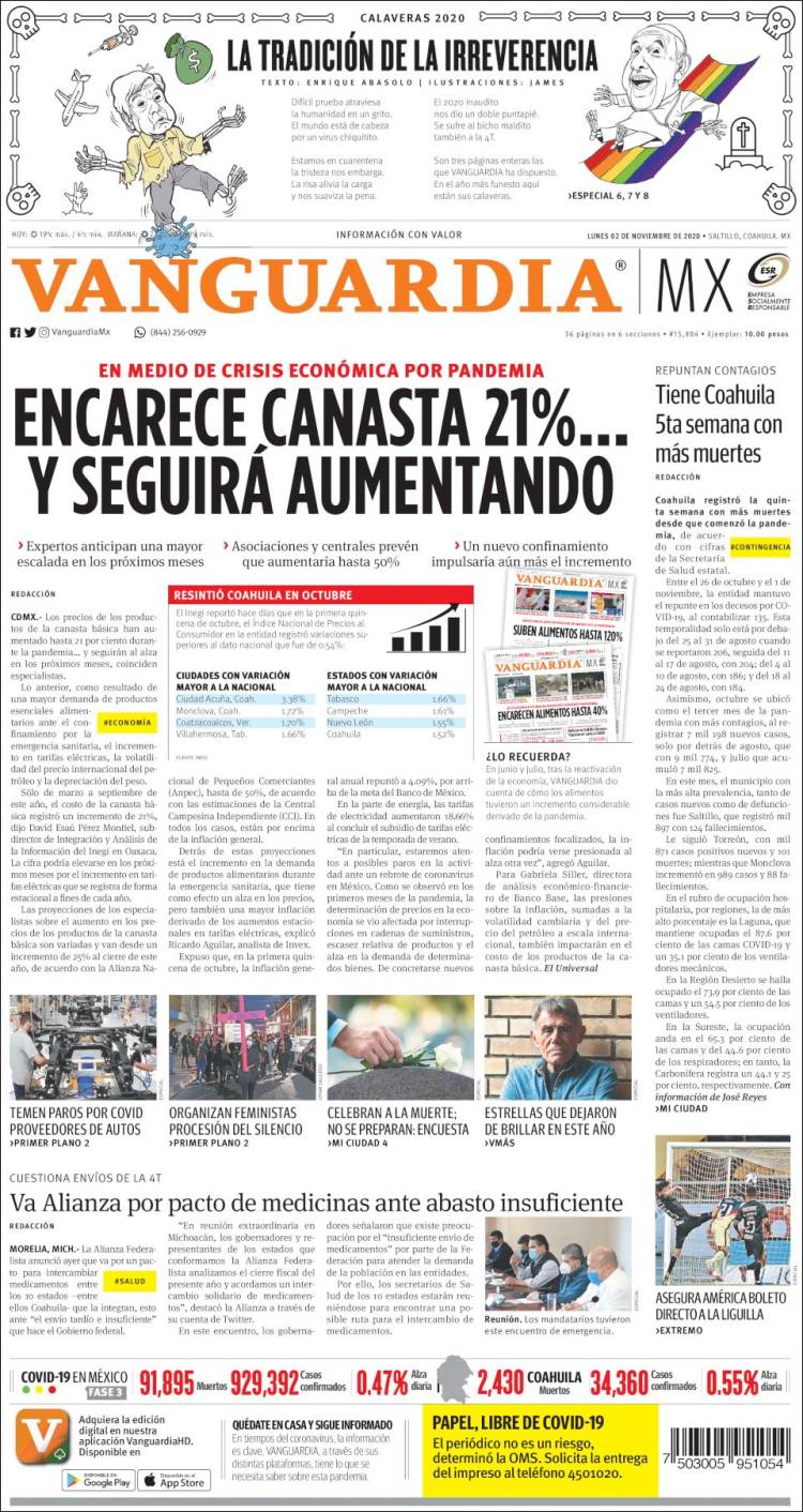 Portada de Vanguardia (M&eacute;xico)