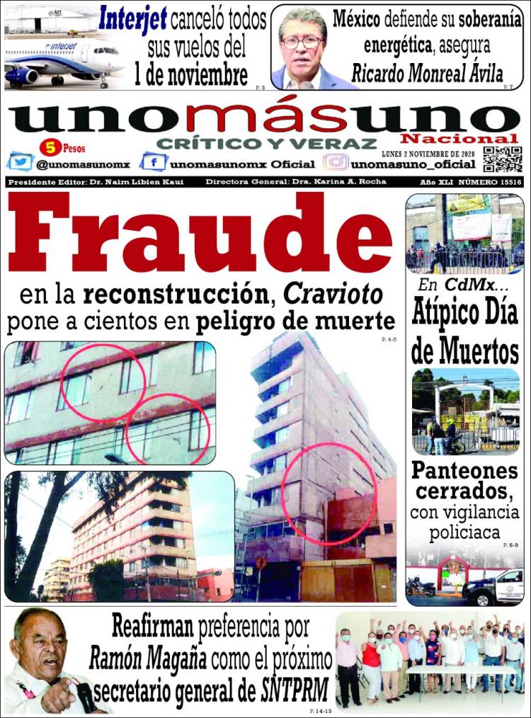 Portada de unomásuno (M&eacute;xico)