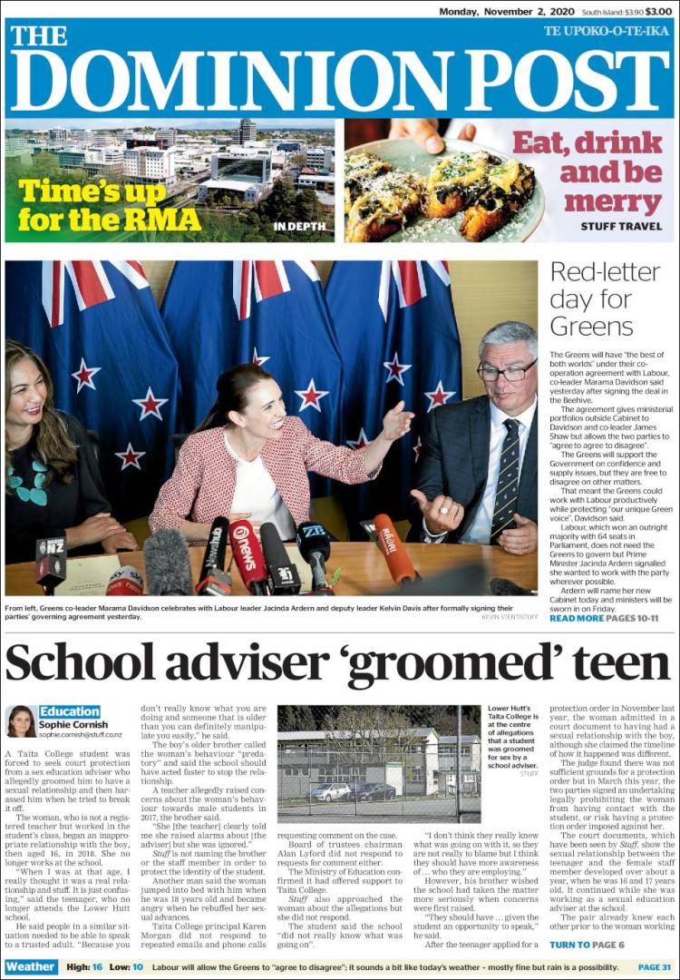 Portada de The Dominion Post (Nueva Zelanda)