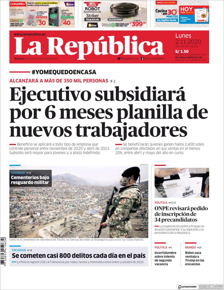 Portada de La Republica (Per&uacute;)