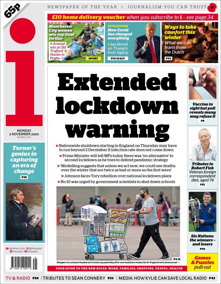 Portada de The i (Reino Unido)