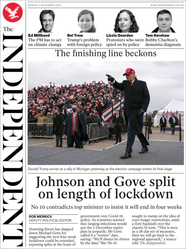 Portada de The Independent (Reino Unido)