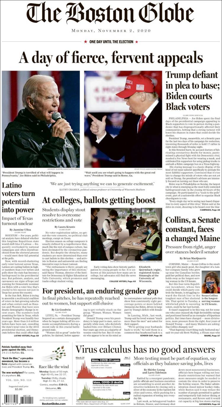 Portada de Boston Globe (USA)