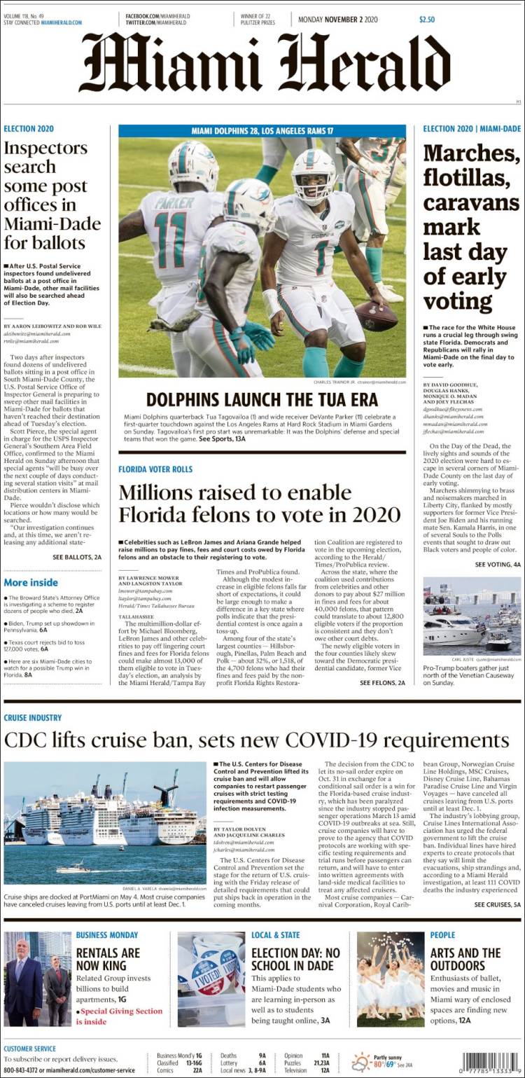 Portada de Miami Herald (USA)